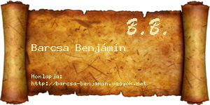 Barcsa Benjámin névjegykártya
